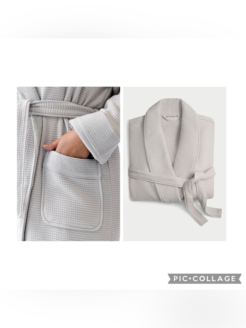 COZY EARTH Unisex Light Gray WAFFLE Honeycomb Bath Robe Cotton Viscose Size S